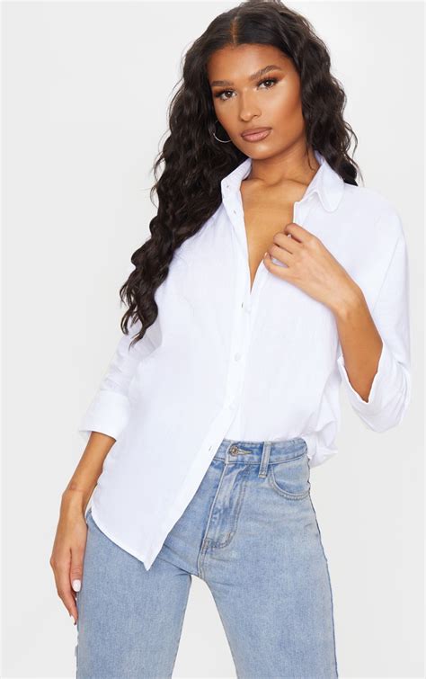 best white oversized shirt|More.